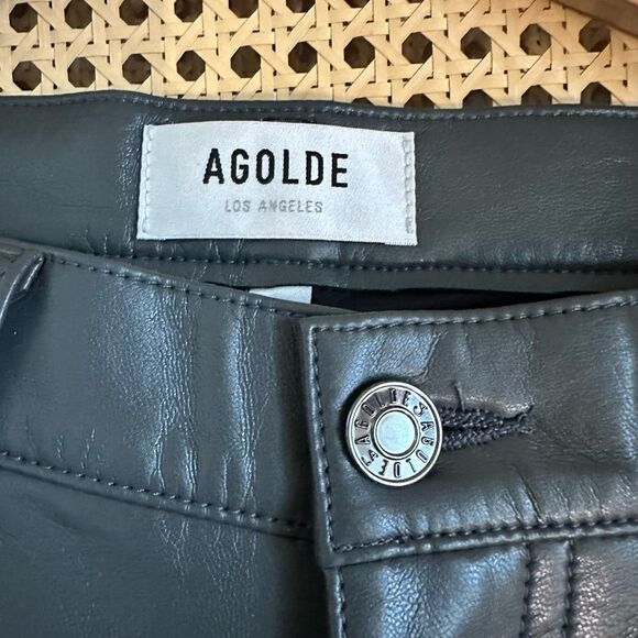 NWT Agolde‎ Black Leather Jorts Low Rise Marker Sz 27 - Picture 3 of 6